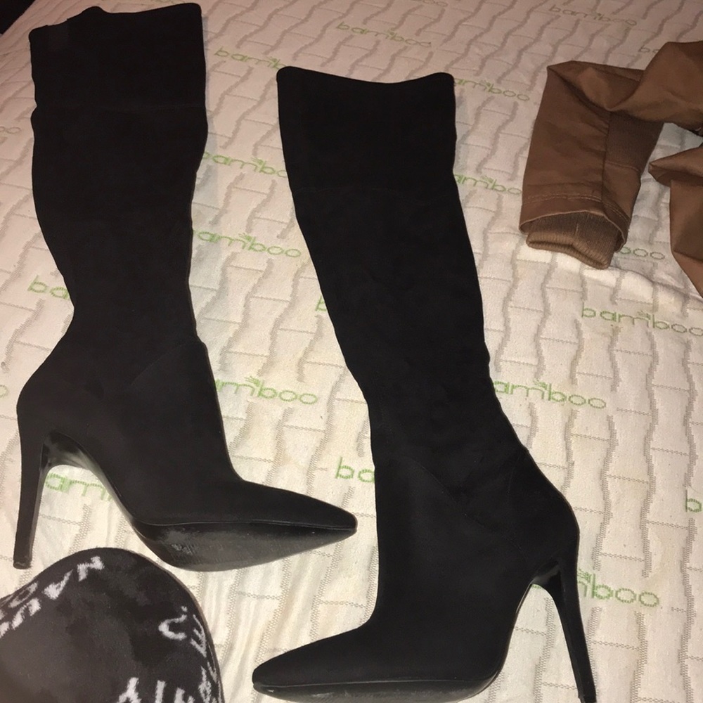 Kendall + Kylie BLACK OVER THE KNEE SUEDE BOOTS